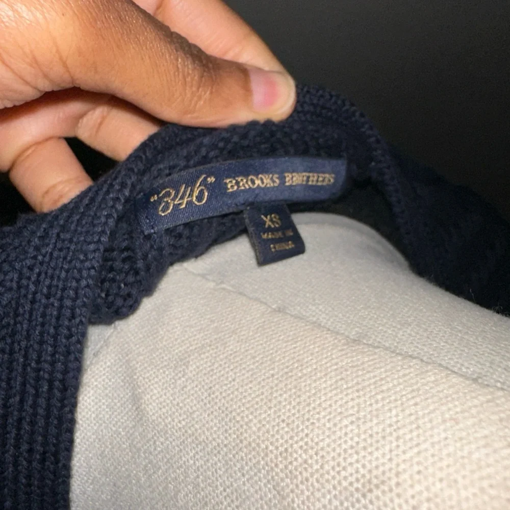 NWOT Brooks brothers button down v neck cotton navy cable knit cardigan